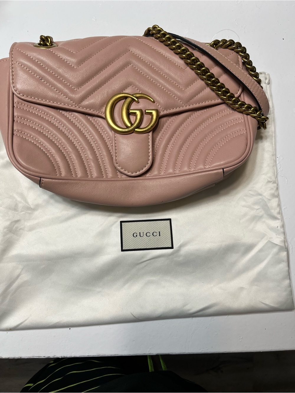 Gucci Blush Pink GG Matelassé Shoulder Bag with Gold Hardware
